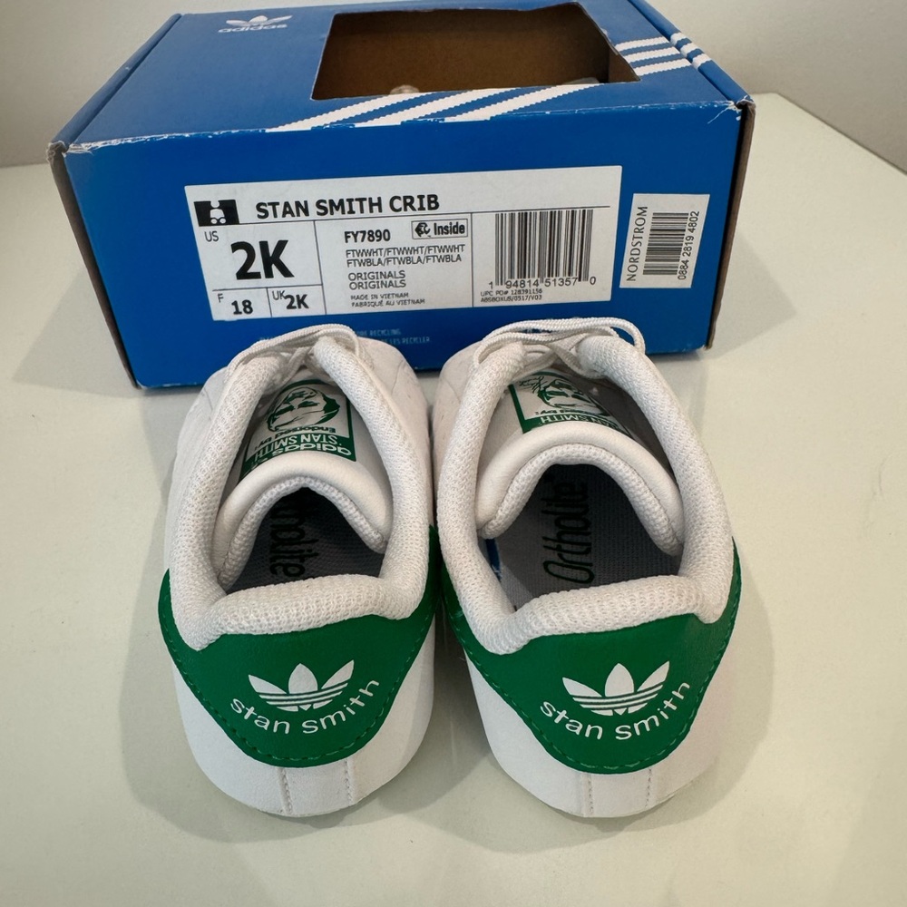 adidas Stan Smith Crib Shoes in White and Green